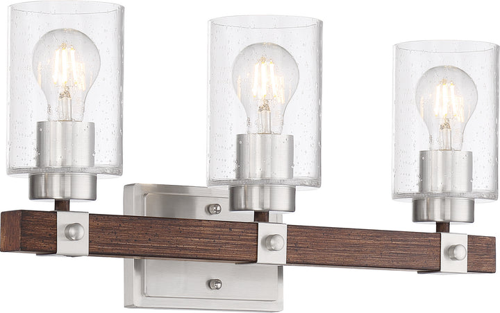 Nuvo Arabel 60-6963 Bath Vanity Light 21 in. wide - Brushed Nickel / Nutmeg Wood