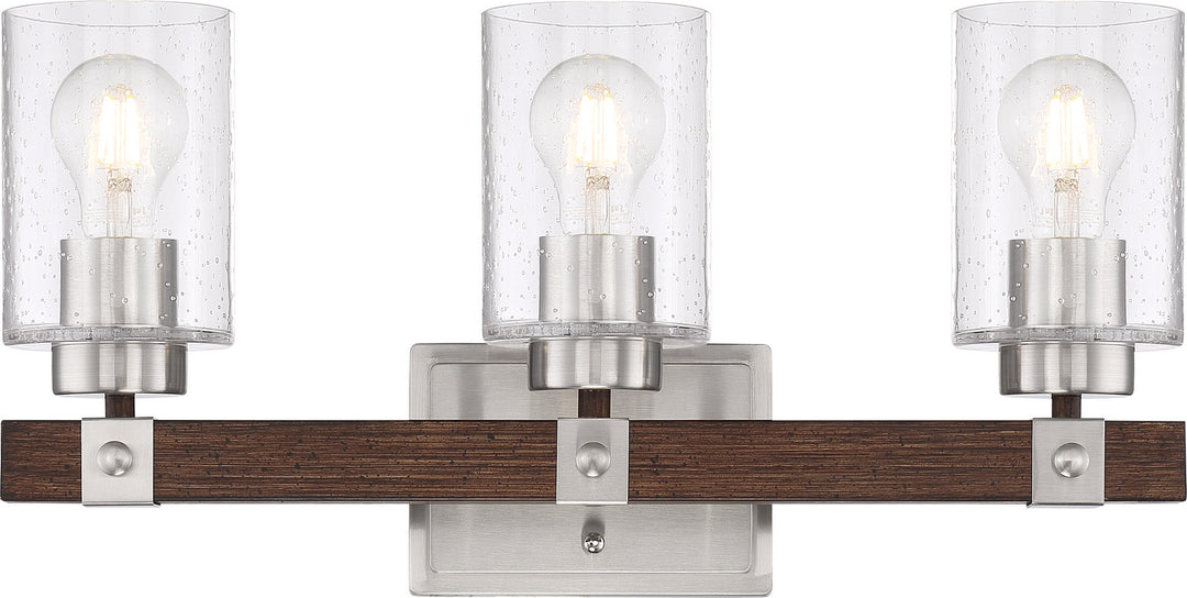 Nuvo Arabel 60-6963 Bath Vanity Light 21 in. wide - Brushed Nickel / Nutmeg Wood