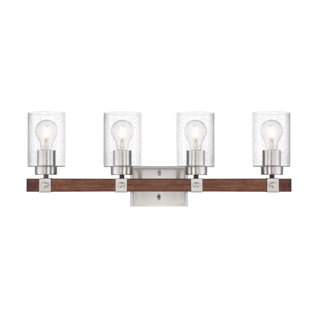 Nuvo Arabel 60-6964 Bath Vanity Light 29 in. wide - Brushed Nickel / Nutmeg Wood
