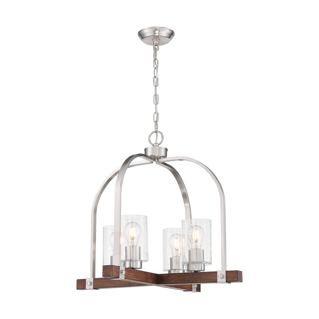 Nuvo Arabel 60-6966 Chandelier Light - Brushed Nickel / Nutmeg Wood