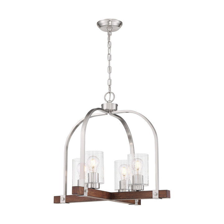 Nuvo Arabel 60-6966 Chandelier Light - Brushed Nickel / Nutmeg Wood