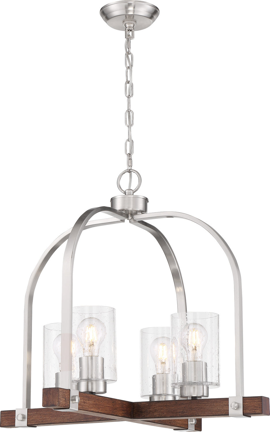 Nuvo Arabel 60-6966 Chandelier Light - Brushed Nickel / Nutmeg Wood