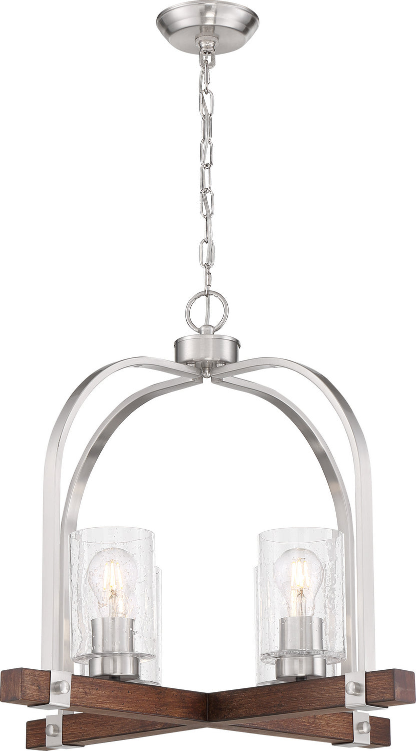 Nuvo Arabel 60-6966 Chandelier Light - Brushed Nickel / Nutmeg Wood