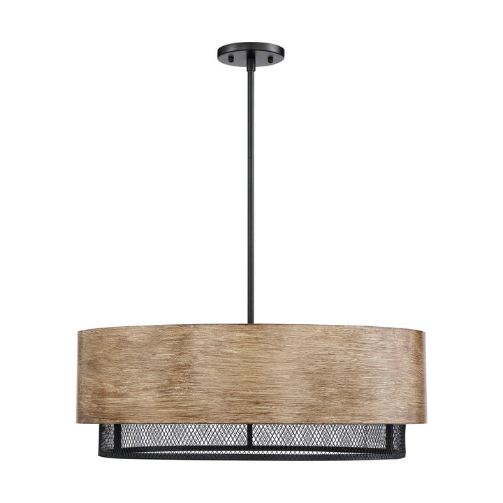 Nuvo Barrique 60-6980 Pendant Light - Black / Honey Wood