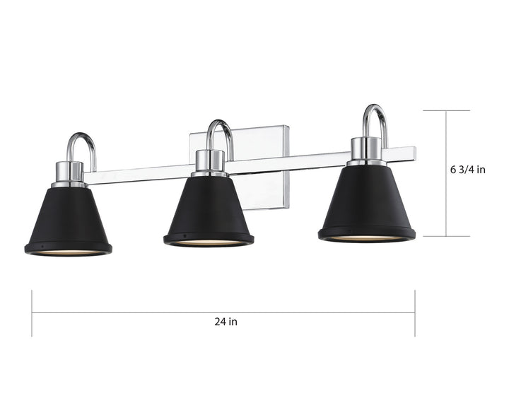 Nuvo Bette 62-1473 Bath Vanity Light 24 in. wide - Polished Nickel / Matte Black
