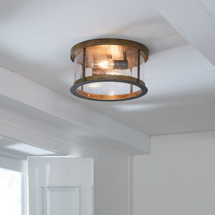 Visual Comfort Studio Angelo FM530DWK/SGM Ceiling Light - Distressed Weathered Oak / Slate Grey Metal