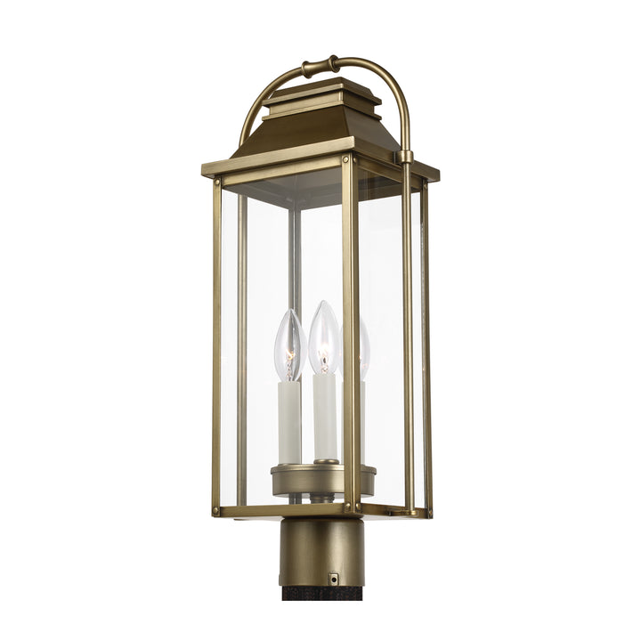 Visual Comfort Studio OL13207PDB Wellsworth Three Light Post Lantern Outdoor Brass