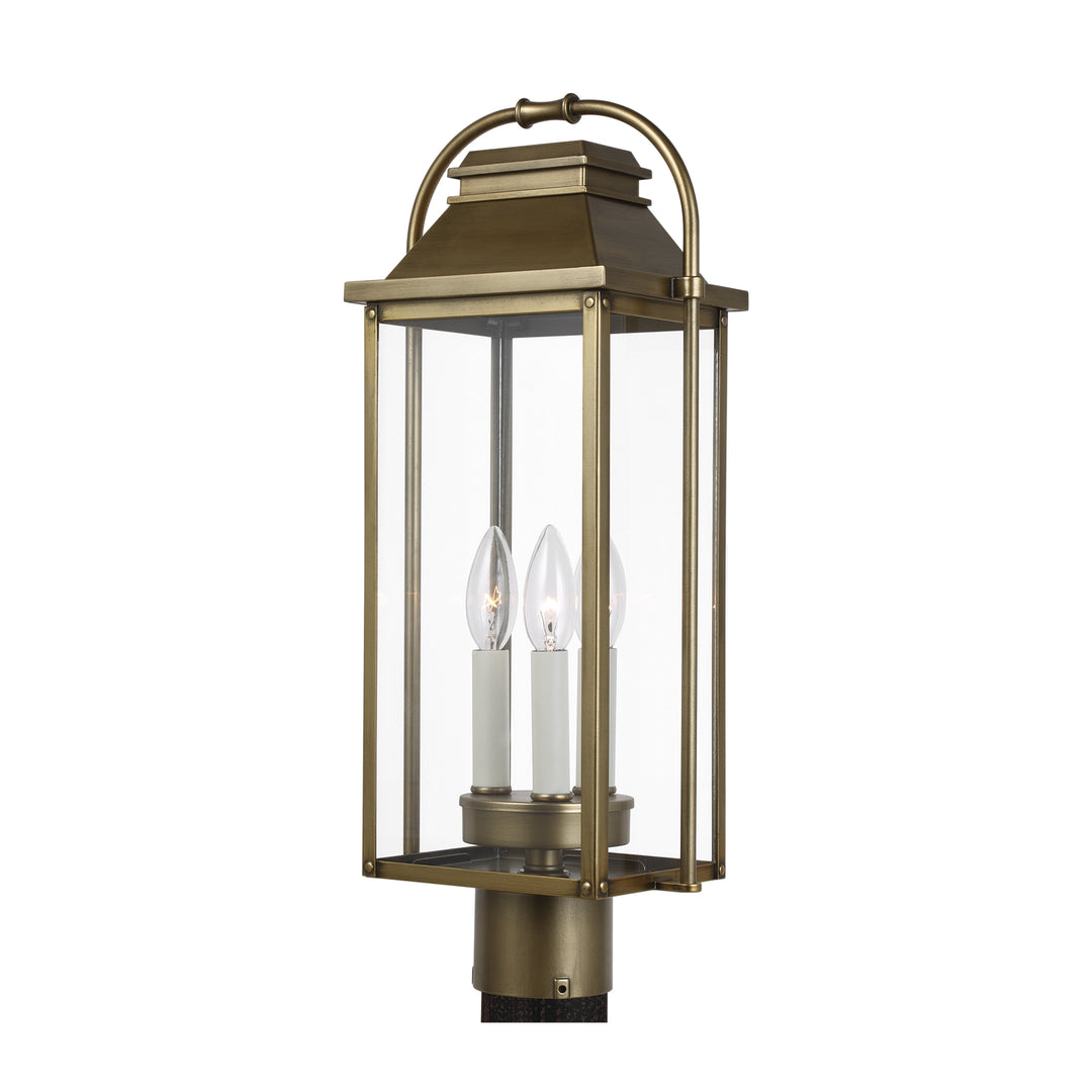 Visual Comfort Studio OL13207PDB Wellsworth Three Light Post Lantern Outdoor Brass