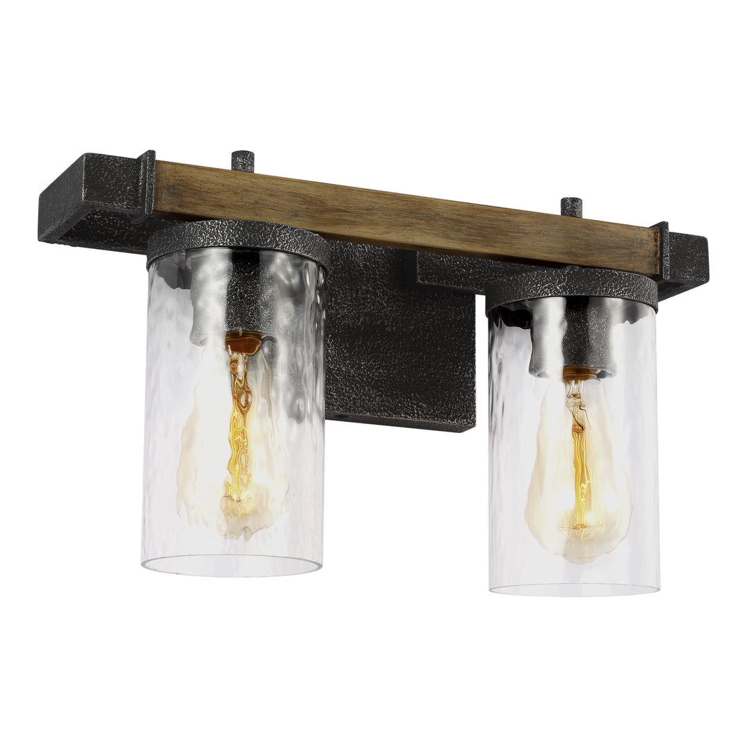 Visual Comfort Studio Angelo VS18252DWK/SGM Bath Vanity Light 16 in. wide - Distressed Weathered Oak / Slate Grey Metal