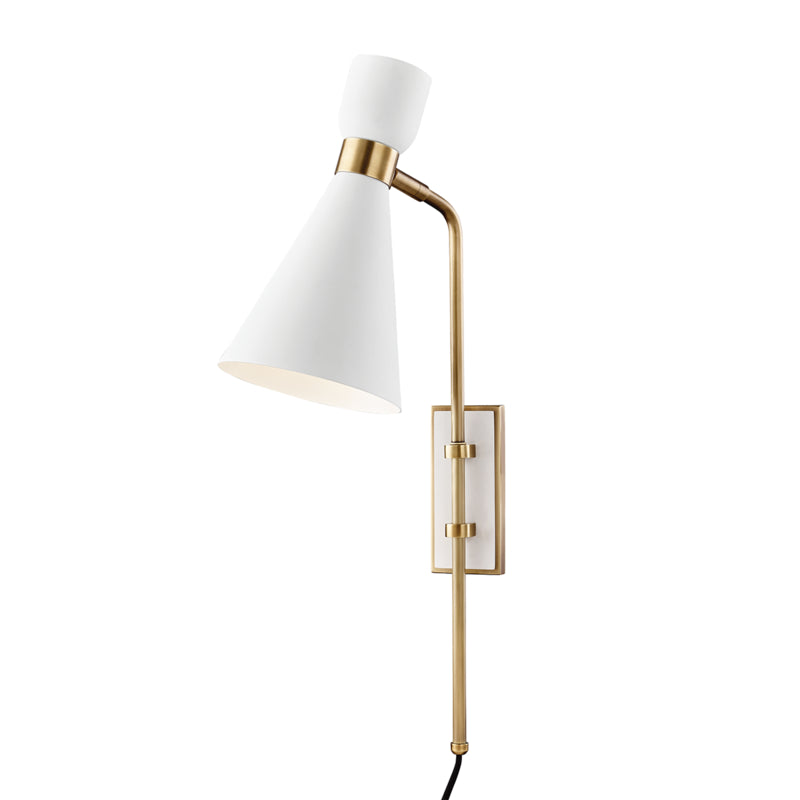 Mitzi Willa HL295101-AGB/WH Wall Sconce Light - Aged Brass/Soft Off White