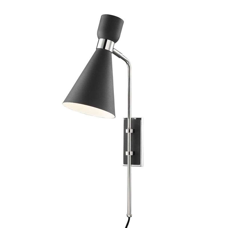 Mitzi Willa HL295101-PN/BK Wall Sconce Light - Polished Nickel/Black