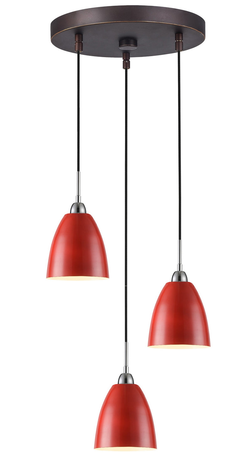 Woodbridge Vento 15324CRK-MEB Pendant Light - Chrome/ Red/ Black/ Bronze