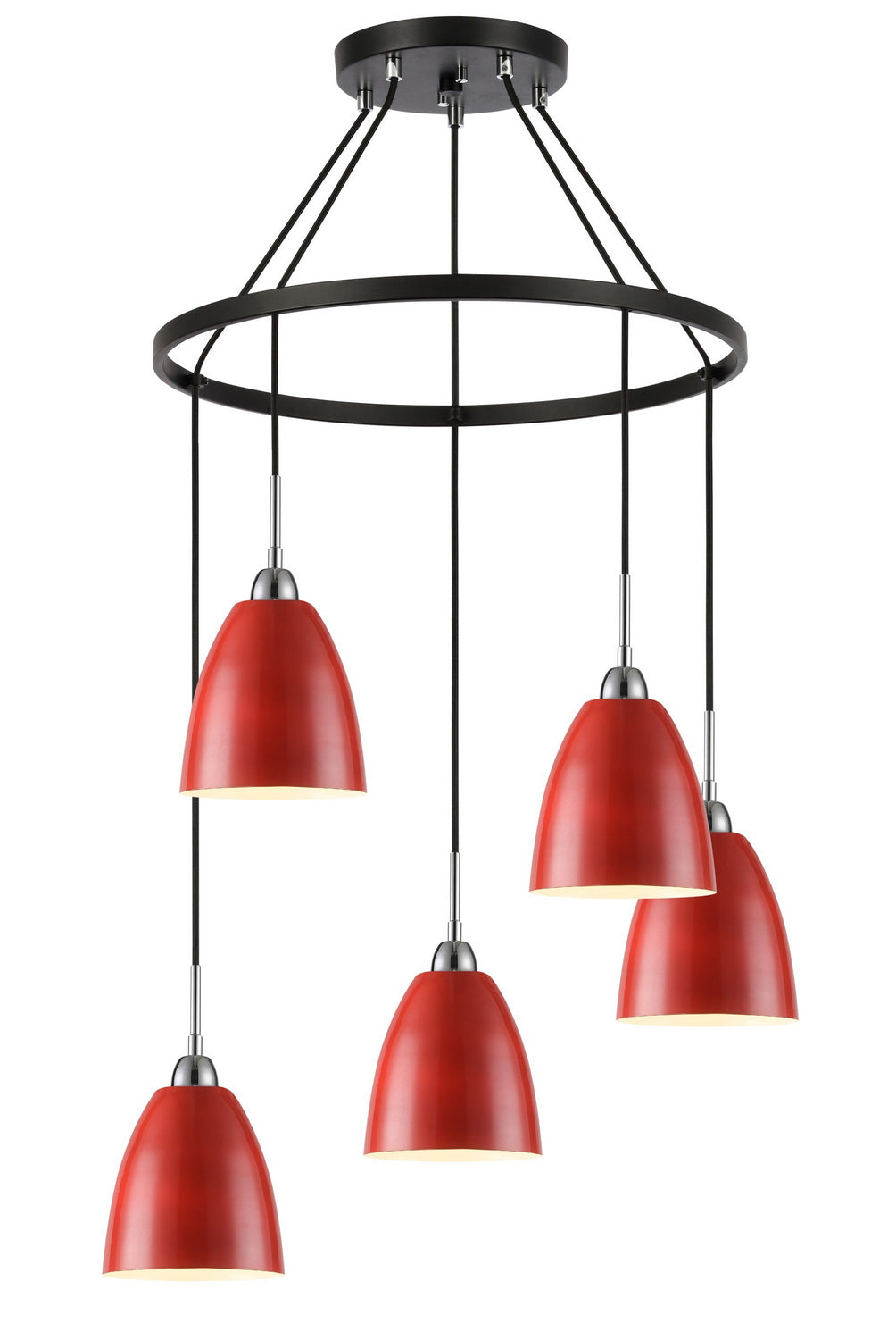 Woodbridge Vento 15328CRK-DBZ Chandelier Light - Chrome/ Red/ Black/ Bronze