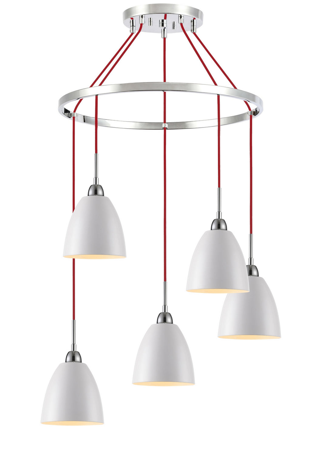 Woodbridge Vento 15328CWR-CHR Chandelier Light - Chrome/ White/ Red/ Chrome