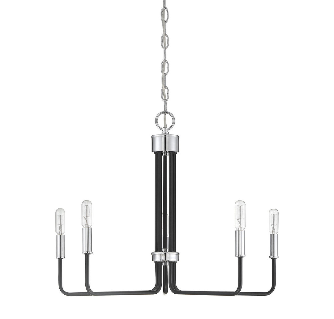 Meridian Mchan M10068MBKCH Chandelier Light - Matte Black with Chrome