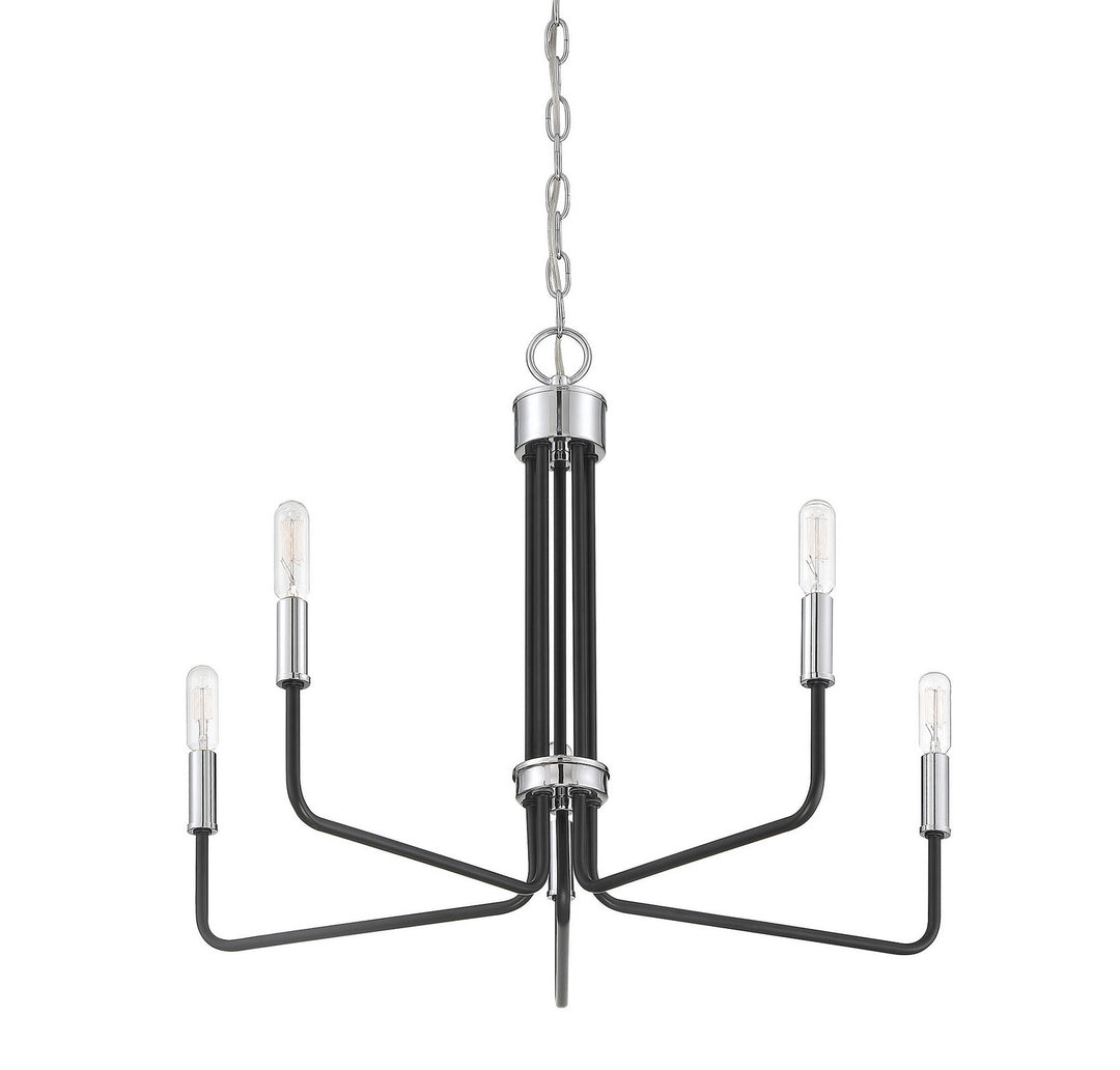 Meridian Mchan M10068MBKCH Chandelier Light - Matte Black with Chrome