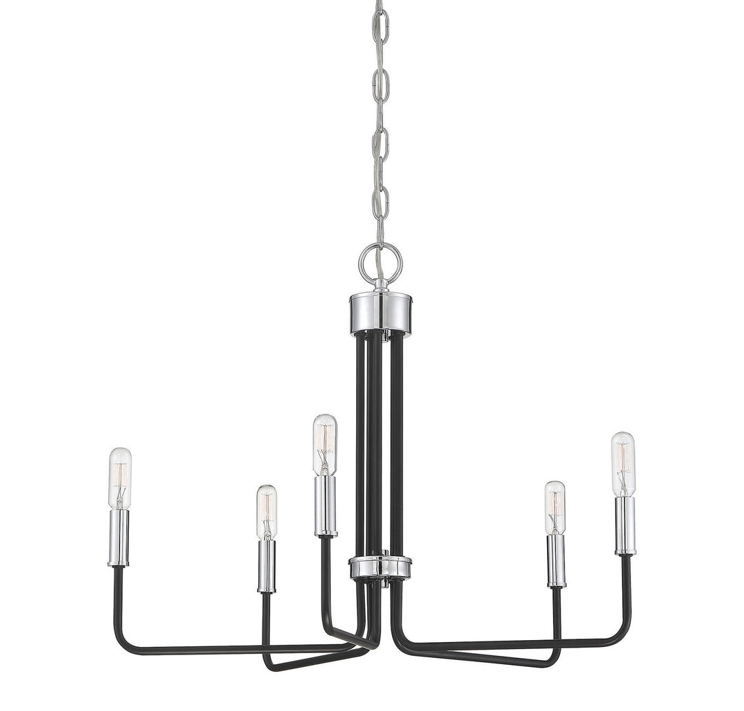 Meridian Mchan M10068MBKCH Chandelier Light - Matte Black with Chrome