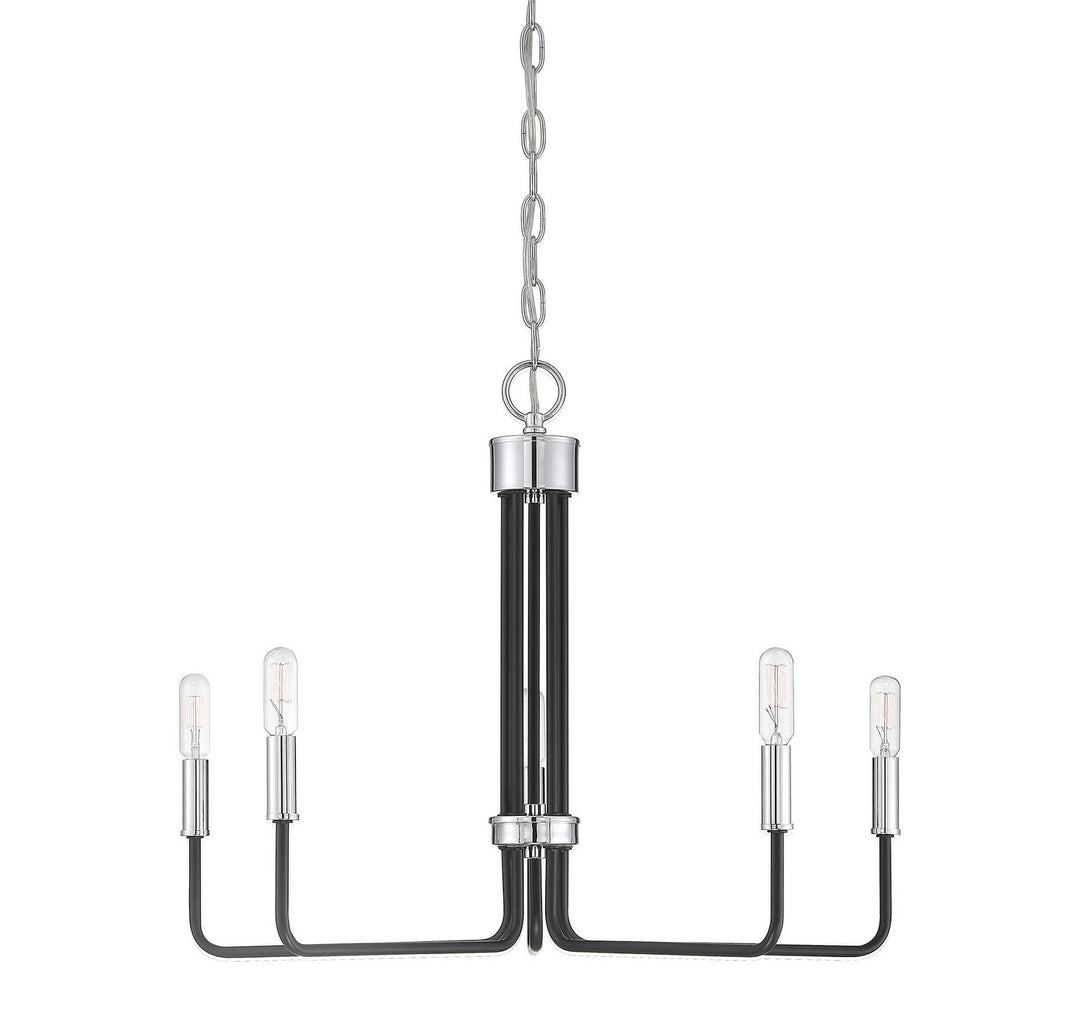 Meridian Mchan M10068MBKCH Chandelier Light - Matte Black with Chrome