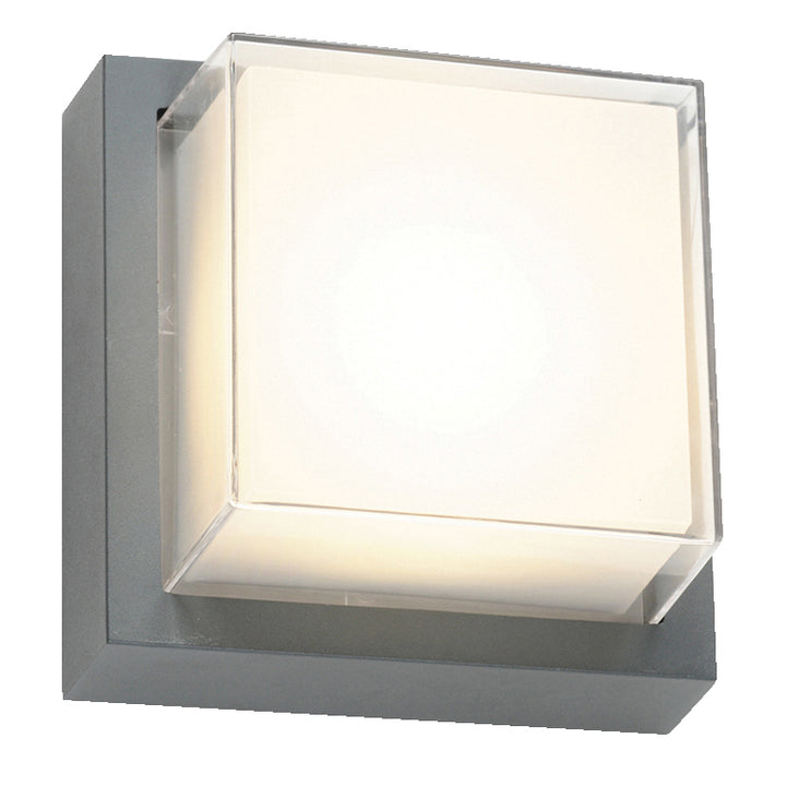 Abra Lighting 50024ODW-SL Geo Led Wall Fixture Outdoor Pewter, Nickel, Silver
