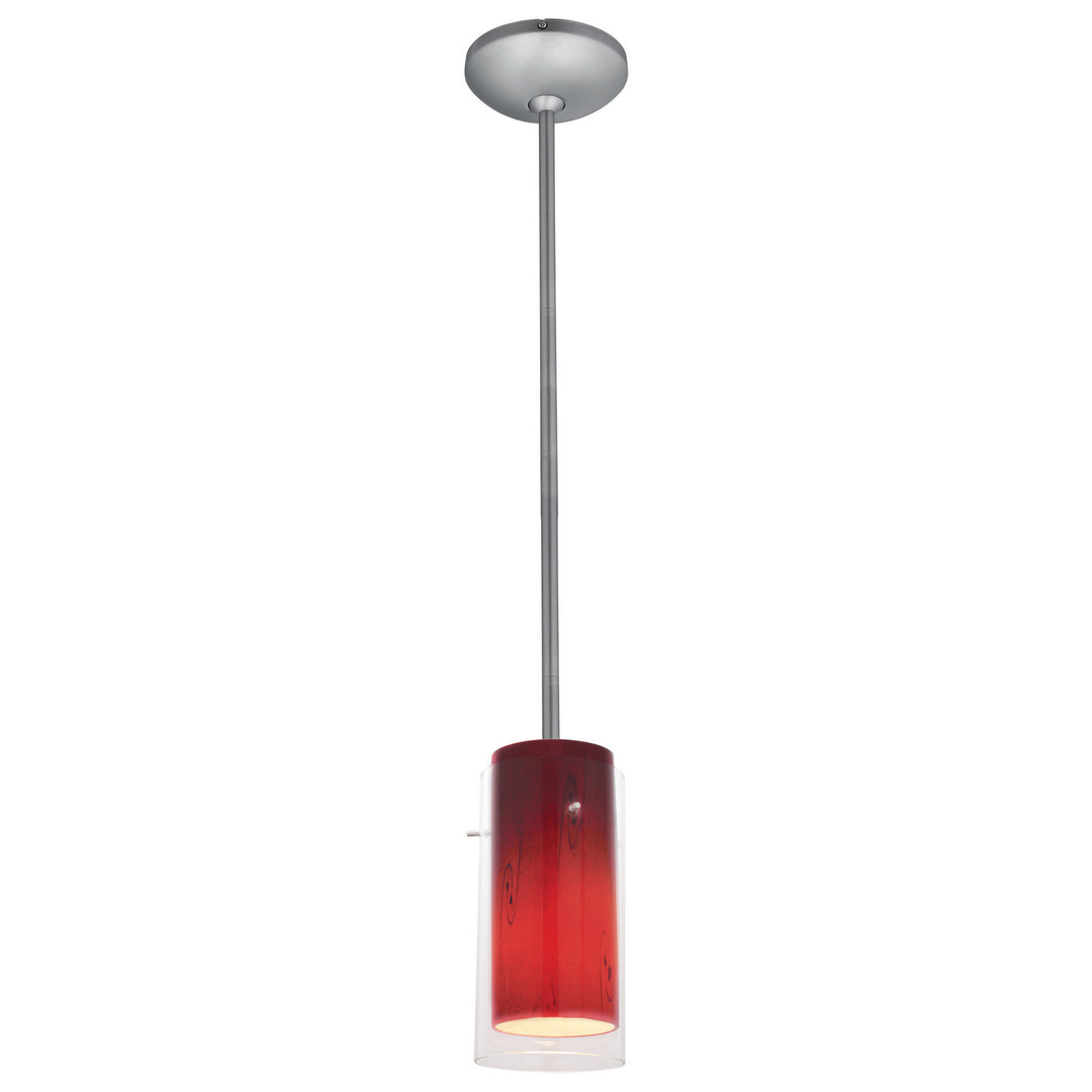 Access Glass'n Glass Cylinder 28033-1R-BS/CLRUSKY Pendant Light - Brushed Steel