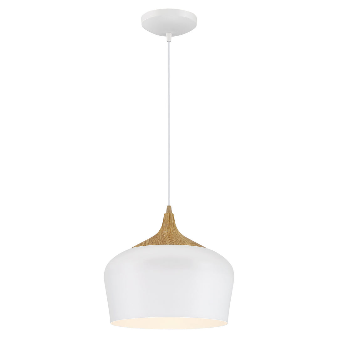 Access Blend 52057LEDDLP-WH/WGN Pendant Light - White with Wood Grain