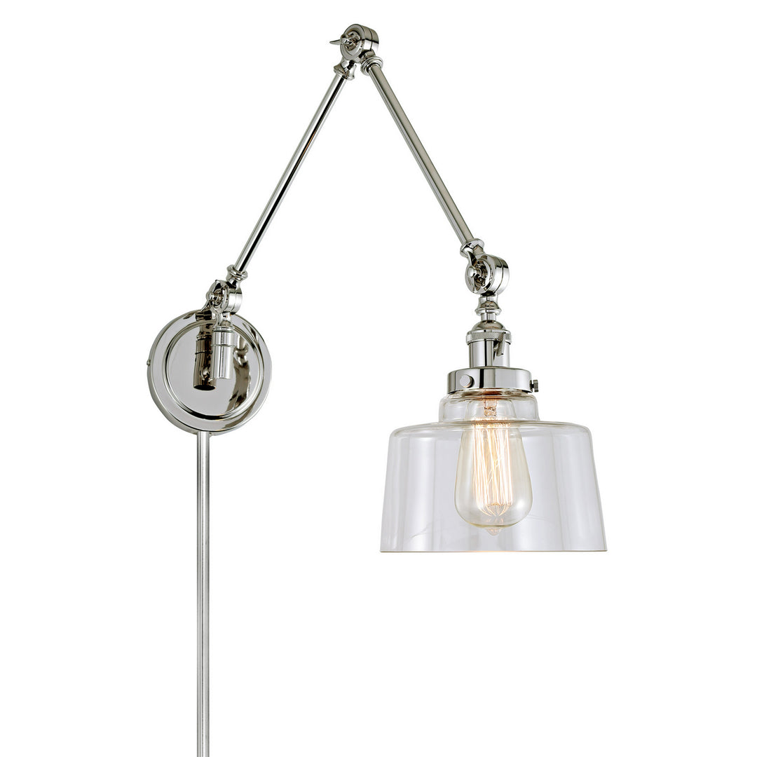 Jvi Designs Lighting 1257-15 S14 Soho One Light Swing Arm Wall Sconce Lamp Polished Nickel