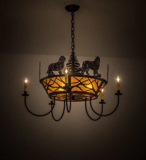 Meyda Tiffany Big Dogs 98408 Chandelier Light - Black/Amber Mica