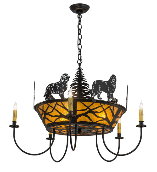 Meyda Tiffany Big Dogs 98408 Chandelier Light - Black/Amber Mica