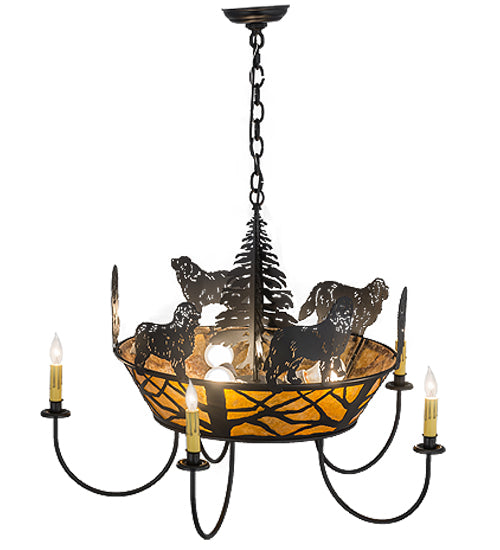 Meyda Tiffany Big Dogs 98408 Chandelier Light - Black/Amber Mica