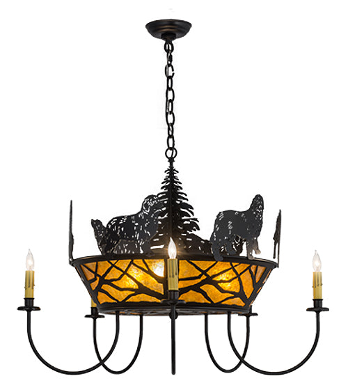 Meyda Tiffany Big Dogs 98408 Chandelier Light - Black/Amber Mica