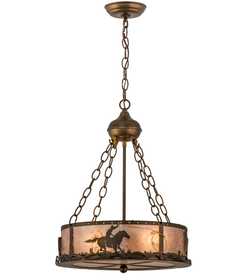 Meyda Tiffany Cowboy & Steer 98434 Pendant Light - Antique Copper