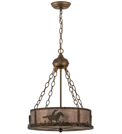 Meyda Tiffany Cowboy & Steer 98434 Pendant Light - Antique Copper