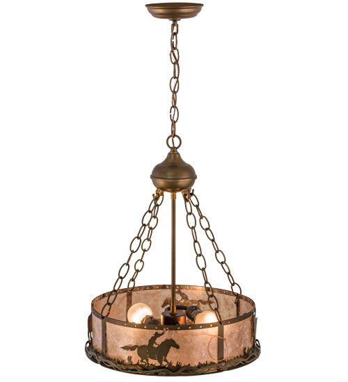 Meyda Tiffany Cowboy & Steer 98434 Pendant Light - Antique Copper