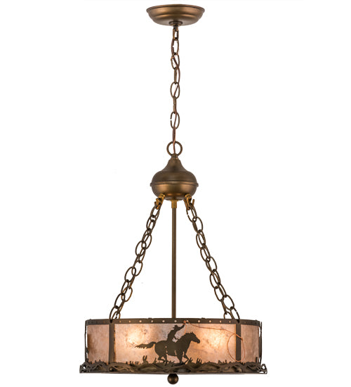 Meyda Tiffany Cowboy & Steer 98434 Pendant Light - Antique Copper