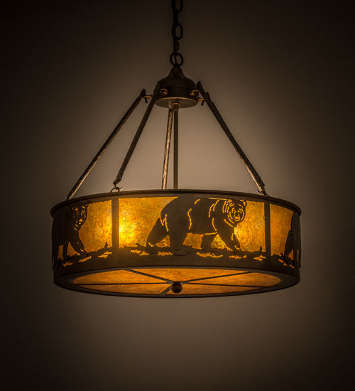 Meyda Tiffany Northwoods Lone Bear 98440 Pendant Light - Antique Copper