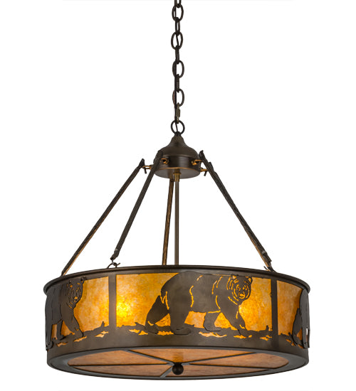 Meyda Tiffany Northwoods Lone Bear 98440 Pendant Light - Antique Copper