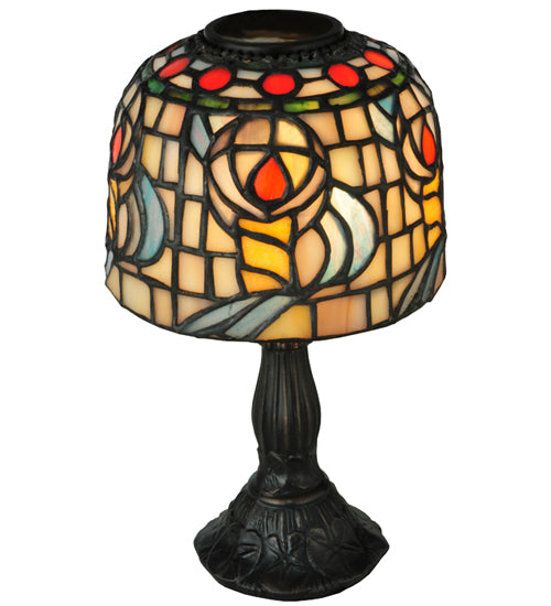 Meyda Tiffany Lighting 98478 Tiffany Rosebud One Light Candle Lamp Home Decor Bronze / Dark