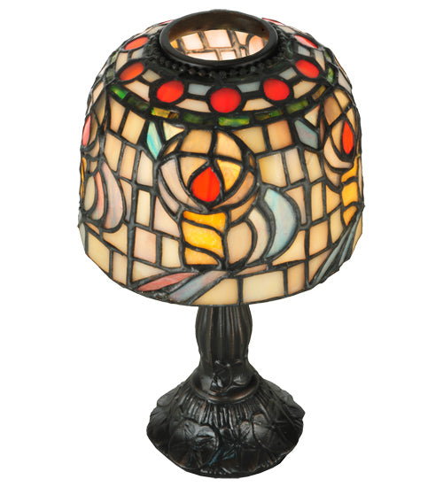 Meyda Tiffany Lighting 98478 Tiffany Rosebud One Light Candle Lamp Home Decor Bronze / Dark