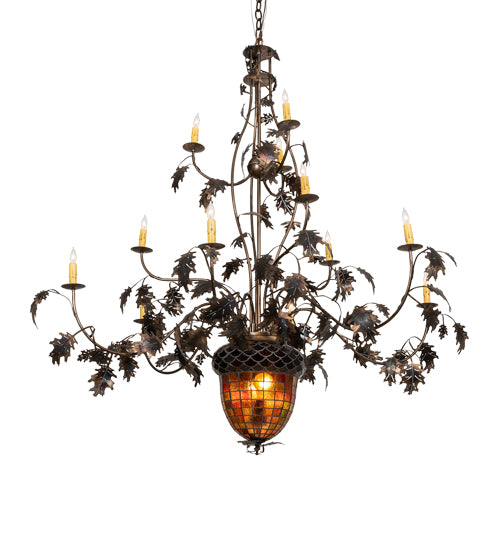 Meyda Tiffany Greenbriar Oak 98524 Chandelier Light - Antique Copper