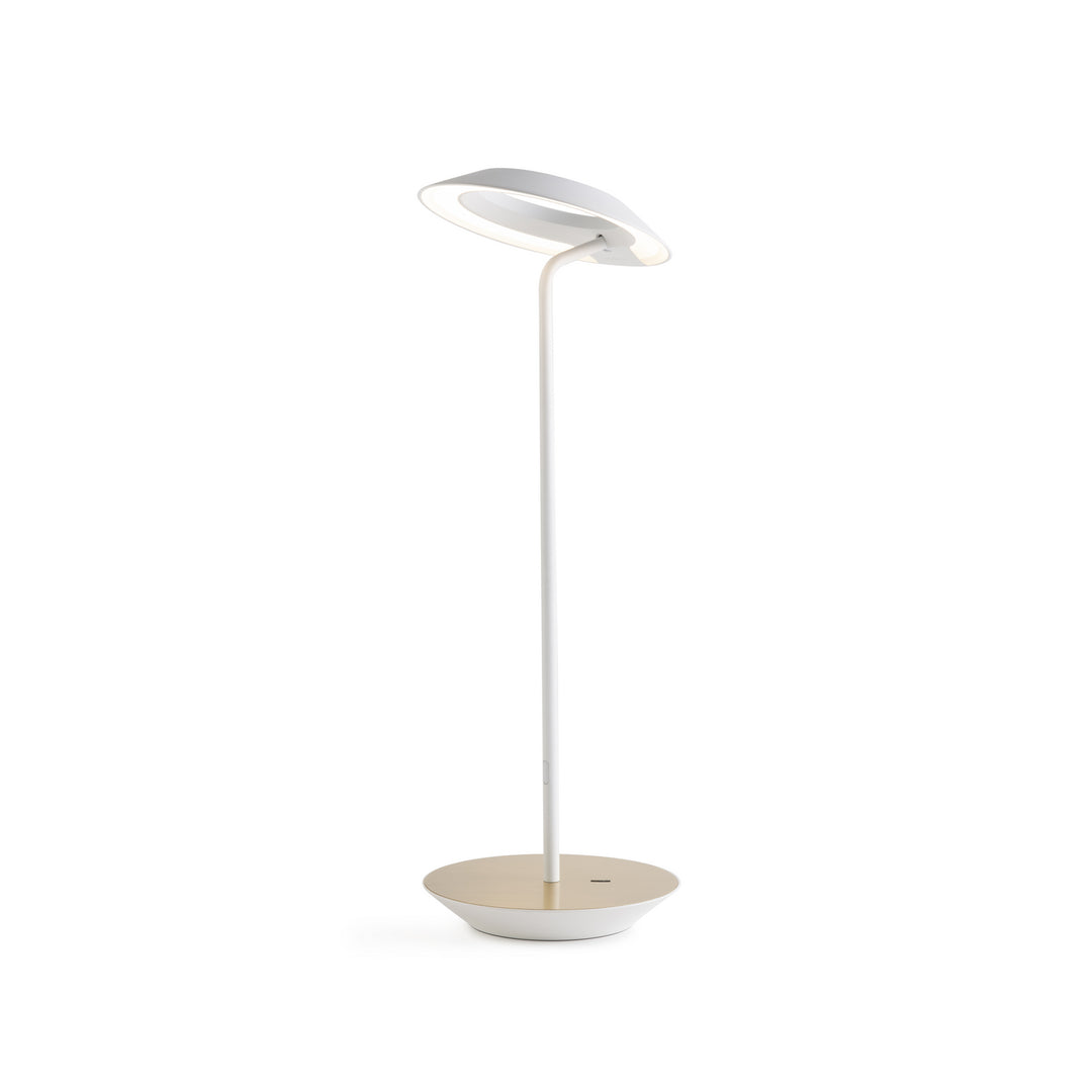 Koncept Lighting RYO-SW-MWT-BRS-DSK Modern Royyo Lamp Matte White, Brass Base Plate