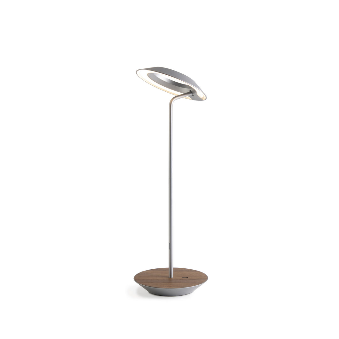 Koncept Lighting RYO-SW-SIL-OWT-DSK Modern Royyo Lamp Silver, Oiled Walnut Base Plate