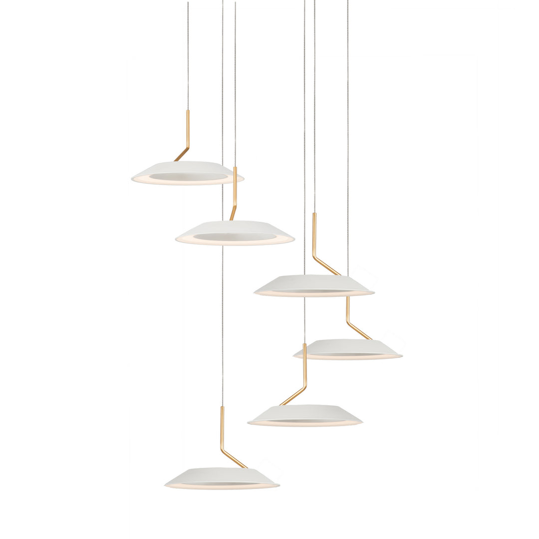 Koncept Royyo RYP-C6-SW-MWG Chandelier Light - Matte White With Gold