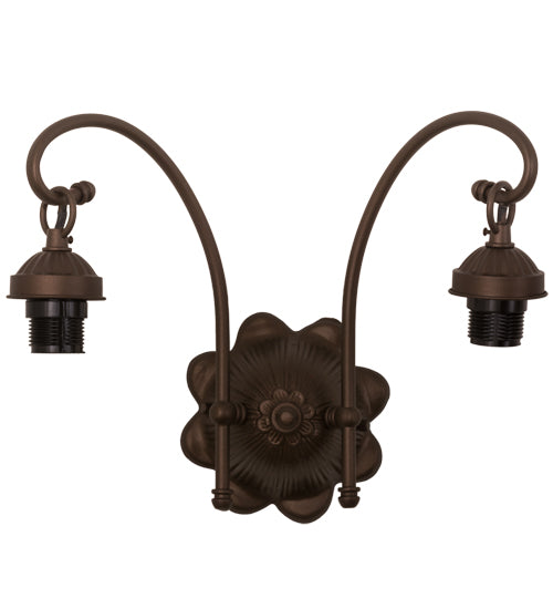 Meyda Tiffany Lighting 98633 Mahogany Bronze Two Light Wall Sconce Hardware Utility Light Bronze / Dark