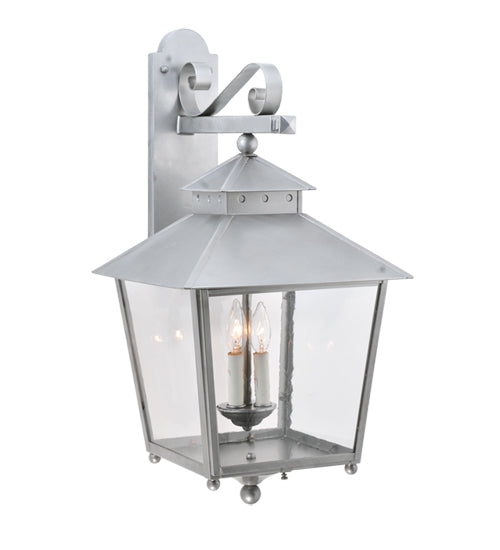 Meyda Tiffany Lighting 98726 Boston Three Light Wall Sconce Outdoor Pewter, Nickel, Silver