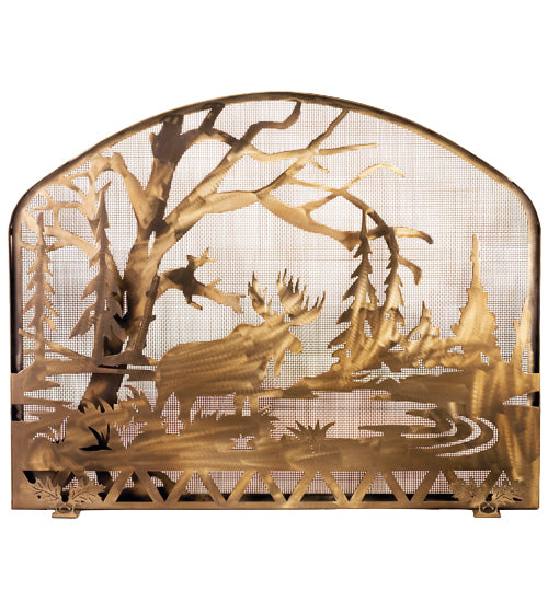 Meyda Tiffany Lighting 98743 Moose Creek Fireplace Screen Home Decor Copper/Antique/Verde