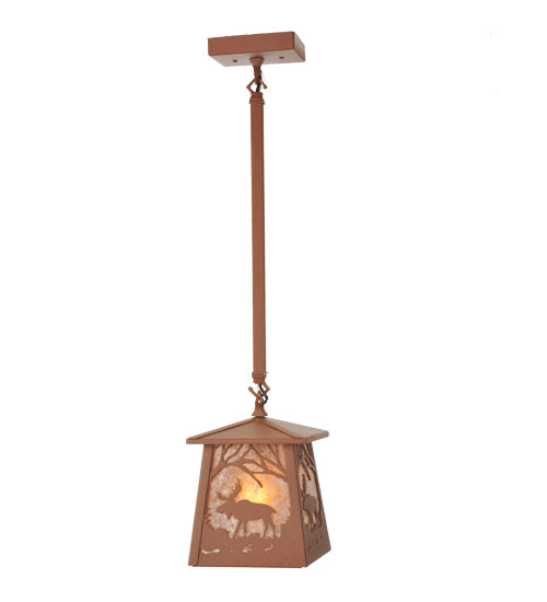 Meyda Tiffany Lighting 98768 Moose At Dawn One Light Mini Pendant Outdoor Bronze / Dark