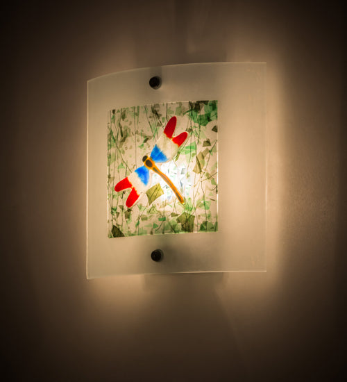 Meyda Tiffany Metro Fusion 98784 Wall Light - Clear/Green Confetti/Dragonfly