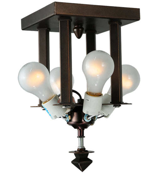 Meyda Tiffany Lighting 99015 Lamp Bases And Fixture Hardware Four Light Flushmount Utility Light Bronze / Dark