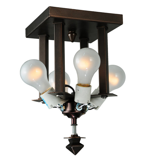 Meyda Tiffany Lighting 99015 Lamp Bases And Fixture Hardware Four Light Flushmount Utility Light Bronze / Dark