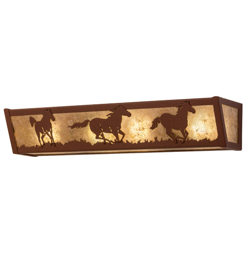 Meyda Tiffany Running Horses 99070 Bath Vanity Light 24 in. wide - Rust